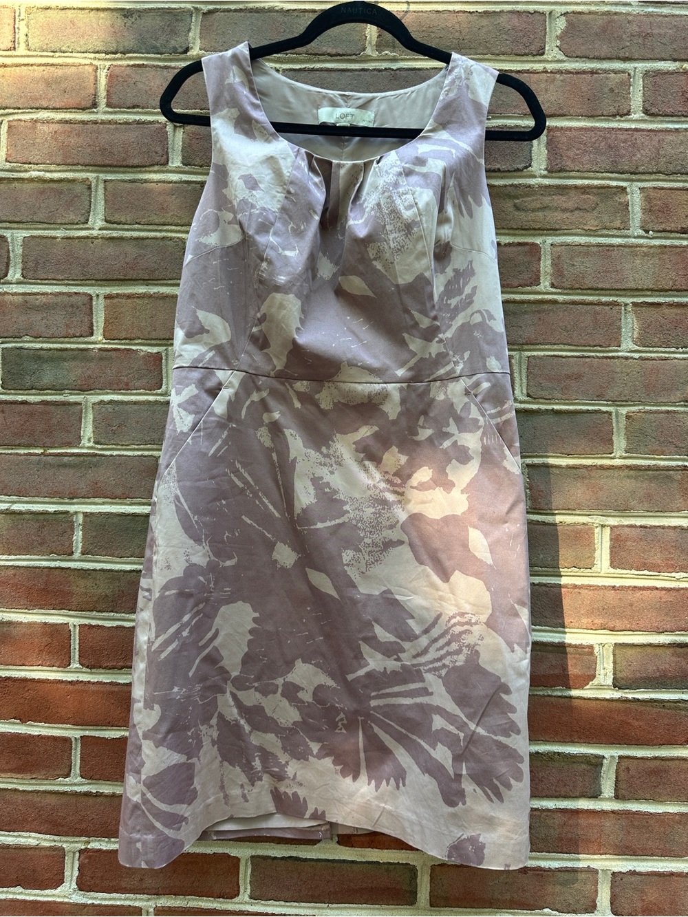 LOFT Petite Floral Sheath Dress Size 8P Blush Mauve Sleeveless Career Cocktail